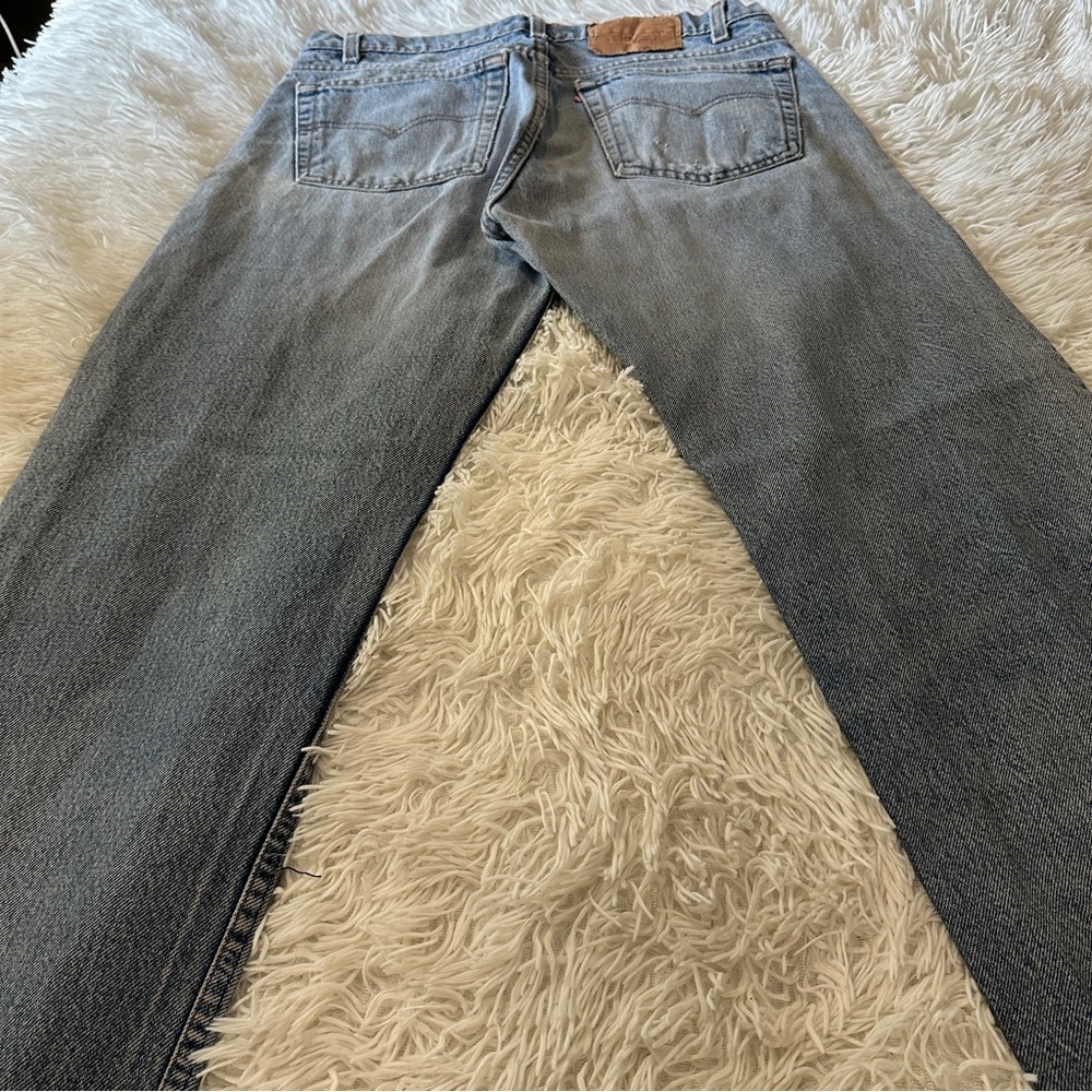 Vintage 80s Levi’s 505 USA Made Zip Fly Straight Leg Distressed Jeans 33x32 - Picture 10 of 13